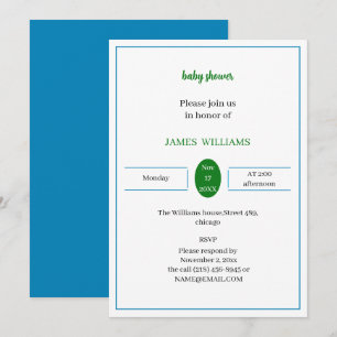 Simple Blue And Green Personalized Baby Shower Invitation