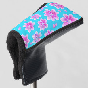 Simple Blue and Pink Flower Pattern  Golf Head Cover