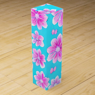 Simple Blue and Pink Flower Pattern Wine Box