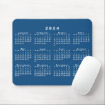 Simple Blue and White 2024 Calendar Mouse Pad<br><div class="desc">Simple calendar mouse pad features a white 2024 calendar superimposed over a blue background. If you'd like a different color background, tap "Click to customize further" and select a background color in the sidebar. Click "Done" and then "Add to Cart" to purchase your customized mouse pad. Copyright ©Claire E. Skinner....</div>