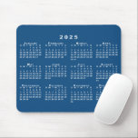 Simple Blue and White 2025 Calendar Mouse Pad<br><div class="desc">Simple calendar mouse pad features a white 2025 calendar superimposed over a blue background. To change the blue to another color, tap "Edit using Design Tool" and select a background color in the sidebar. Then click "done" and "add to cart" to purchase your customized mouse pad. Copyright ©Claire E. Skinner....</div>