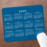 Simple Blue and White 2026 Calendar Mouse Pad<br><div class="desc">Simple, professional calendar mouse pad features a white 2026 calendar on a blue background. If you'd like a different color background, tap "Edit using Design Tool" and select a background color in the sidebar. Then click "done" and "add to cart" to purchase your customized mouse pad. Copyright ©Claire E. Skinner....</div>