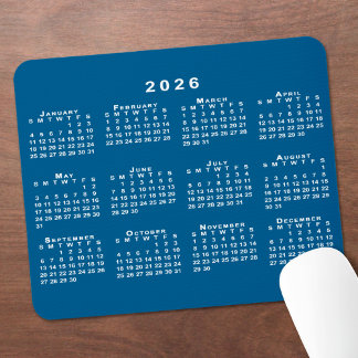 Simple Blue and White 2026 Calendar Mouse Pad