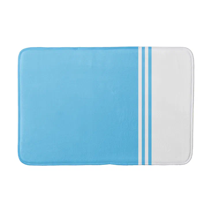 Simple Blue and White Bath Mat Zazzle