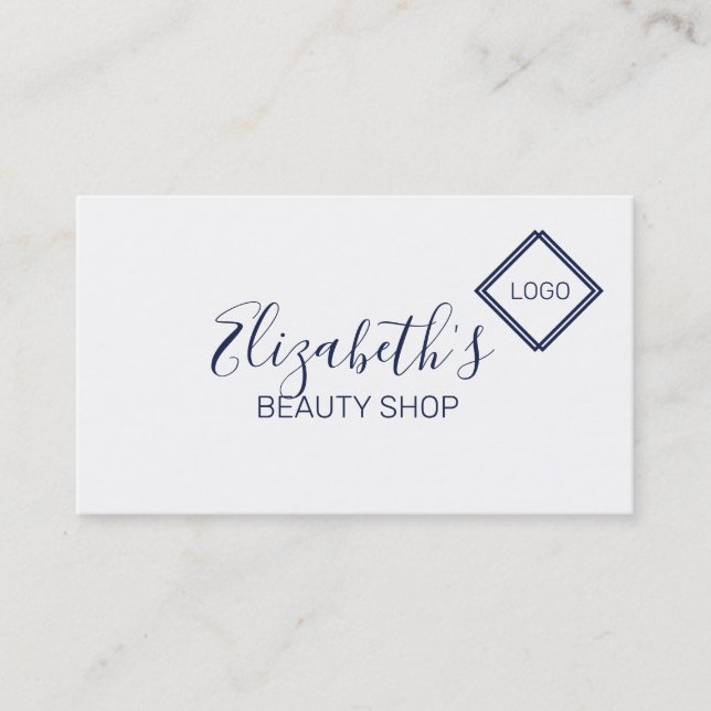 Simple Blue And White Business Card (Front)