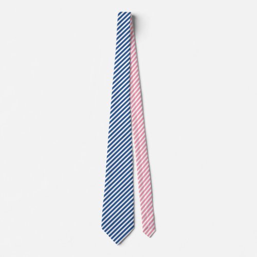 Simple Blue And White Diagonal Stripes pattern Tie