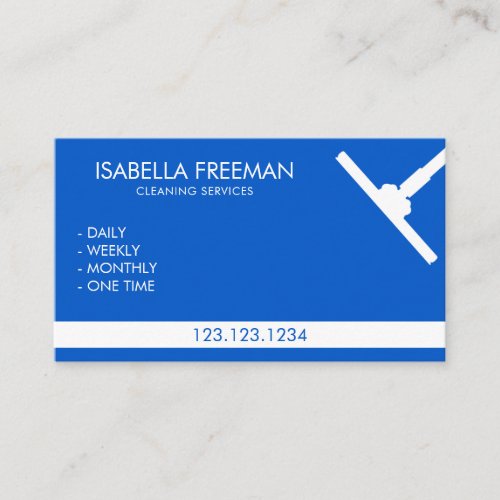 Simple Blue and White Housekeeper Cleaning Service Business Card