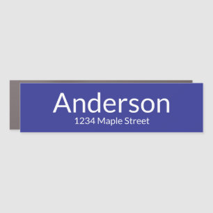 Simple Blue and White Mailbox Name Street Address Car Magnet