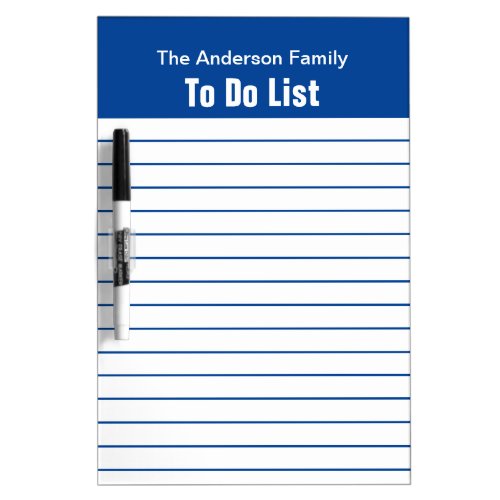 Simple Blue and White Name To Do List Template Dry Erase Board