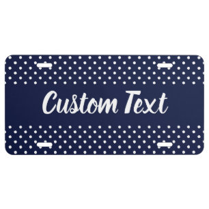 Simple Blue and White Polka Dot Pattern Add Text License Plate