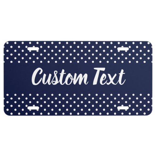 Simple Blue and White Polka Dot Pattern Add Text License Plate