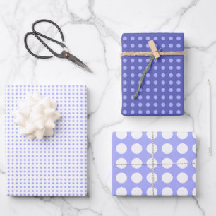 Simple Blue and White Polka Dots Pattern Wrapping Paper Sheets
