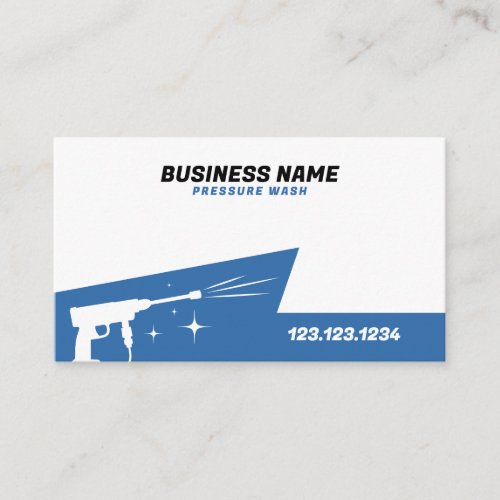 Simple Blue and White Pressure Washer Gun Business Card