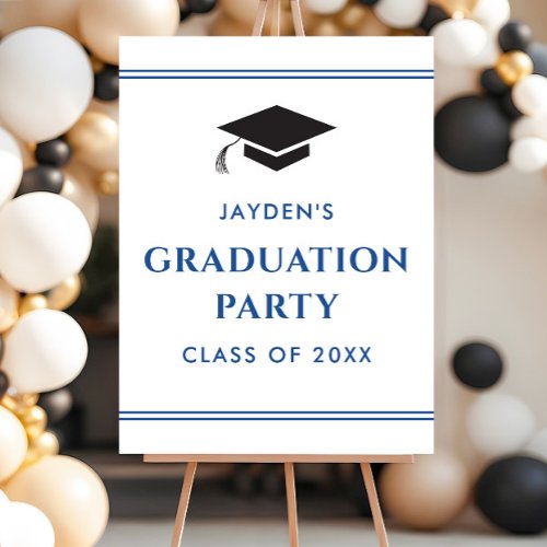 Simple Blue and White Sporty Graduation Party Foam Board