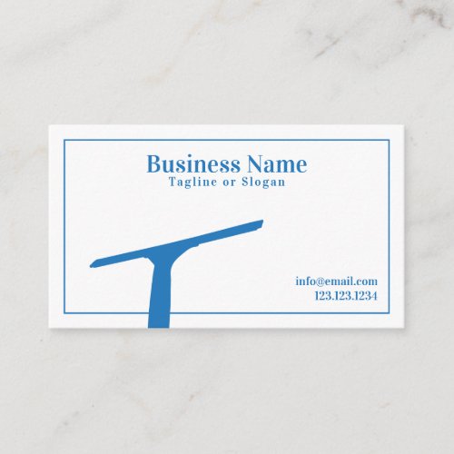 Simple Blue and White Squeegee Window Cleaning Business Card