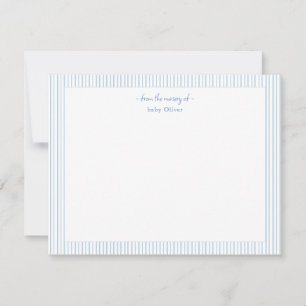 Simple blue and white stripe Baby boy Thank you Card