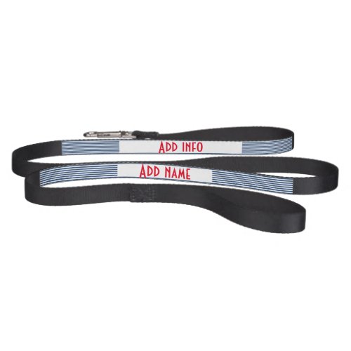 Simple Blue and white stripes custom red name Pet Leash