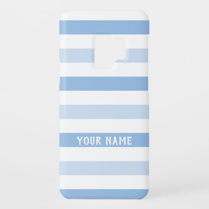Simple blue and white stripes with your name Case-Mate samsung galaxy s9 case