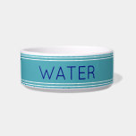 Simple Blue and White Water Pet<br><div class="desc">This blue and white pet bowl has navy blue display text. The text reads 'Water'. You can edit the text if desired.</div>