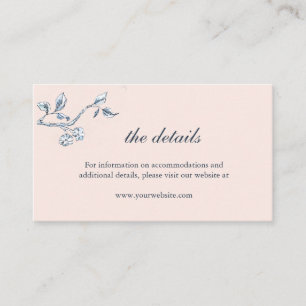 Simple Blue and white  wedding details card