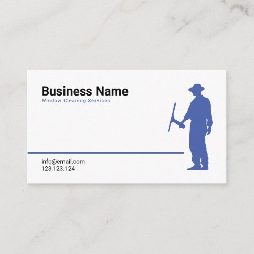 Simple Blue and White Window Cleaning Services Business Card