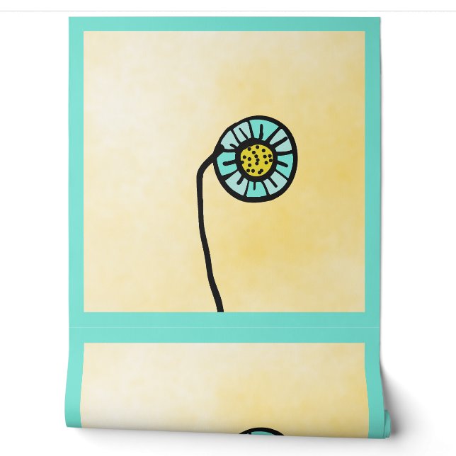 simple blue and yellow flower wallpaper  (Unrolling)