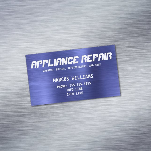 Simple Blue Appliance Repair Business Card Magnet (In Situ)