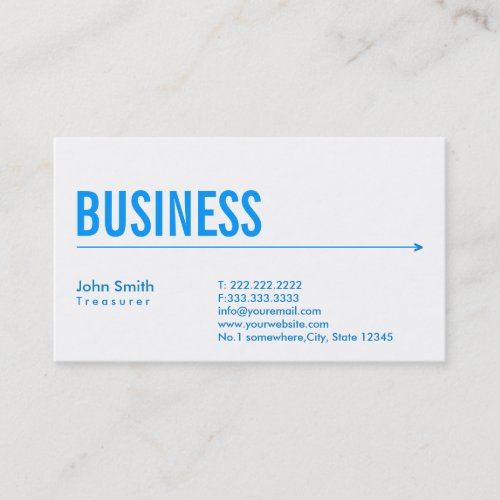 Simple Blue Arrow Treasurer Business Card