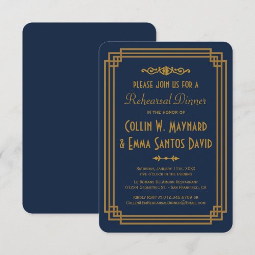 Art Deco Rehearsal Dinner Invitations