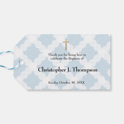 Simple Blue Baby Boy Baptism favor Thank You Gift Tags