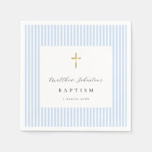 Simple Blue Baby Boy Baptism Paper Napkins