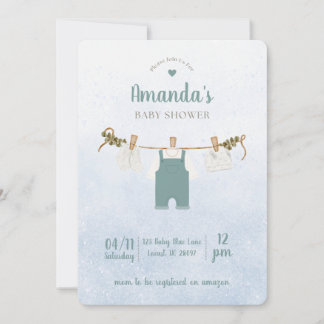 Simple Blue Baby Boy Shower Invitation