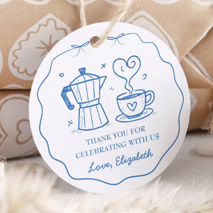 Simple Blue Baby Is Brewing Thank You Favor Tags