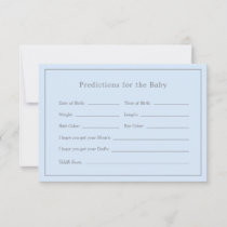 Simple Blue Baby Shower Boy Baby Predictions Card