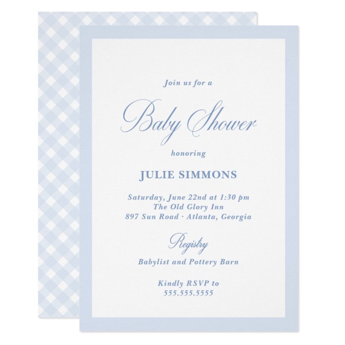 Simple Blue Baby Shower Classic Invitation | Zazzle.com