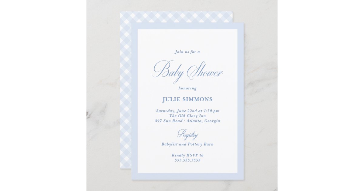 Simple Blue Baby Shower Classic Invitation | Zazzle