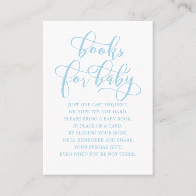 Simple Blue Baby Shower Enclosure Book Request Card (Front)