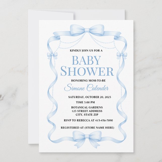 Simple Blue Baby Shower Invitation (Front)