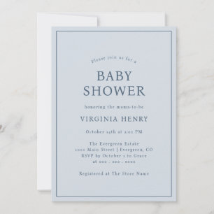 Simple Blue Baby Shower Invitation