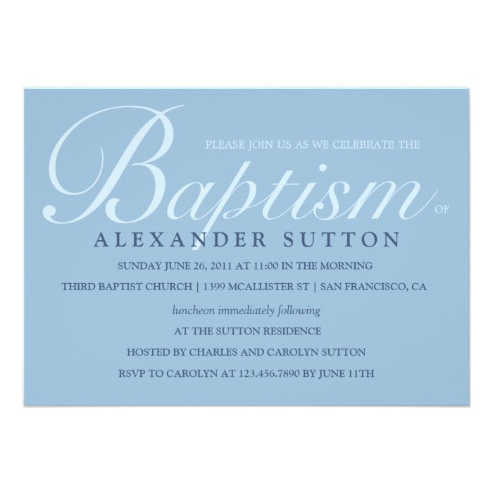 Simple Blue Baptism/Christening Invite