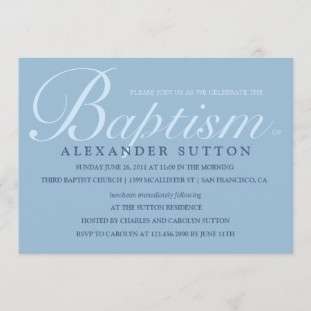 Simple Blue Baptism/christening Invite