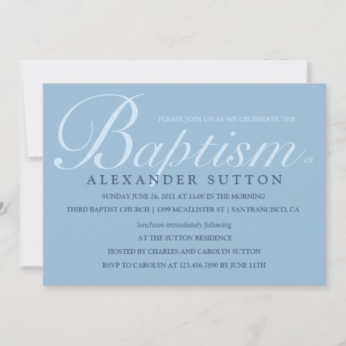 Simple Blue BaptismChristening Invite