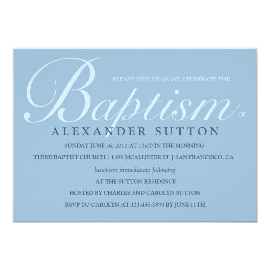 Simple Blue Baptism/Christening Invite