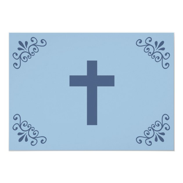 Simple Blue Baptism/Christening Invite