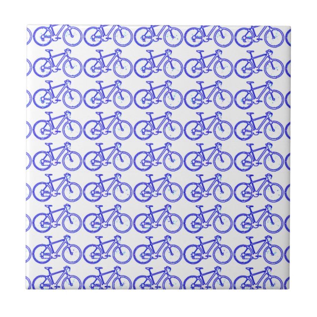 Simple Blue Bikes Pattern Tile (Front)