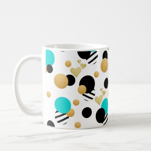 Simple Blue Black Gold Abstract Seamless Pattern Coffee Mug