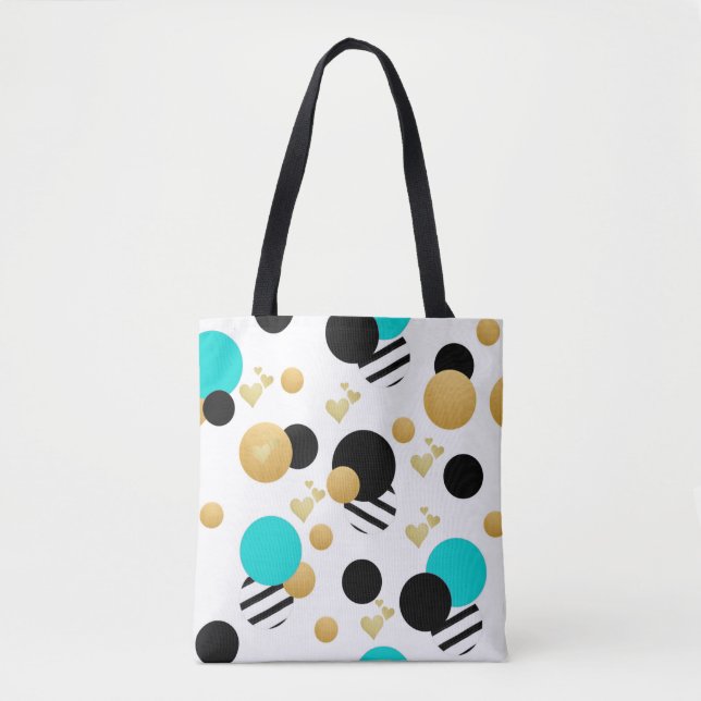 Simple Blue Black Gold Abstract Seamless Pattern Tote Bag (Front)