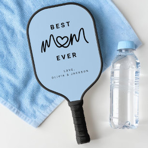 Simple Blue Black Script Cute Modern Best Mom Ever Pickleball Paddle