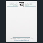 Simple Blue Black White Your Logo Letterhead<br><div class="desc">Simple and elegant letterhead for your business to which you can add your own logo. A minimalist plain letterhead in black and white with details in dark blue. Add your contact info and website along with the name of the business and year established.</div>