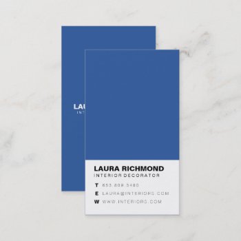 Simple Blue Block Interior Decorator Professional Business Card by busied at Zazzle